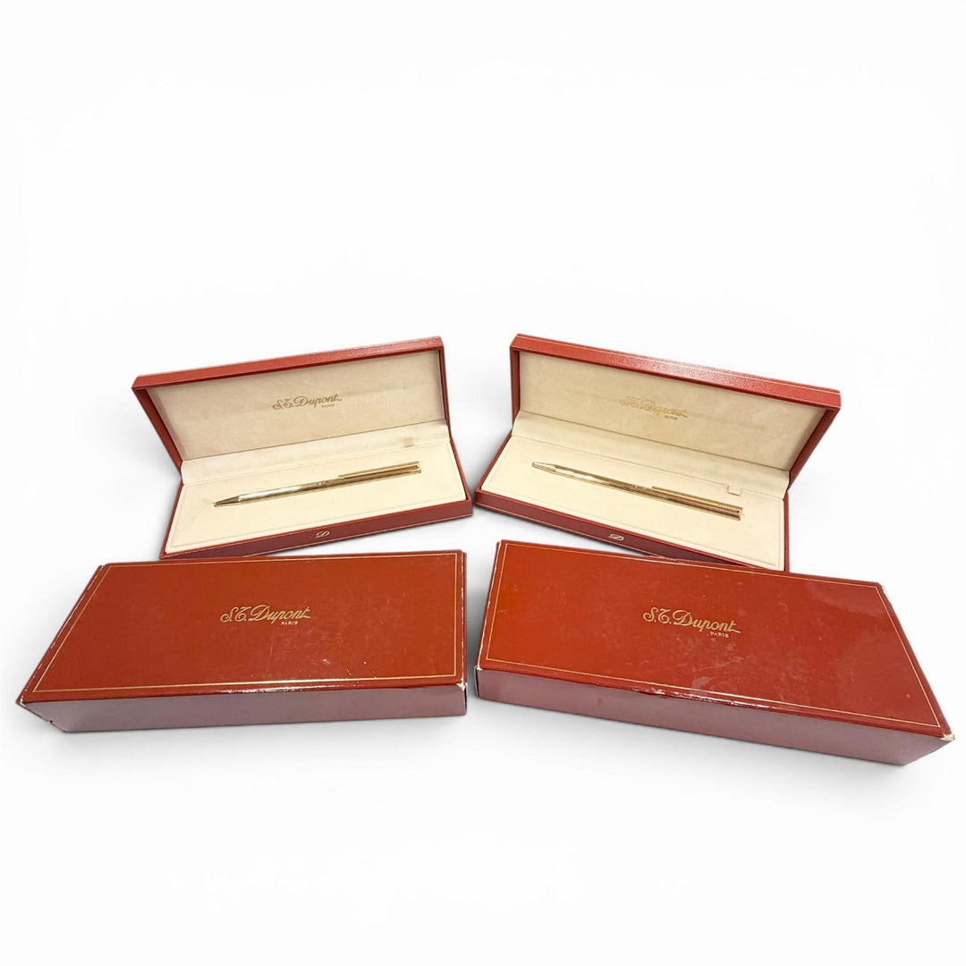 Excellent Dupont Classic Ballpoint pen and mechanical pencil set of 2 gold