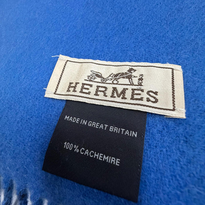 Excellent HERMES Scarf Recto Verso Navy cashmere mens