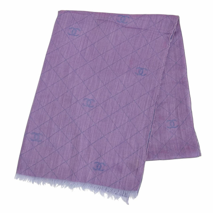 Very Good CHANEL Stall COCO Mark Matelassé Fringe Large Stole Shawl cashmere13S