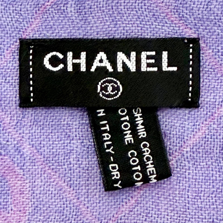 Very Good CHANEL Stall COCO Mark Matelassé Fringe Large Stole Shawl cashmere13S