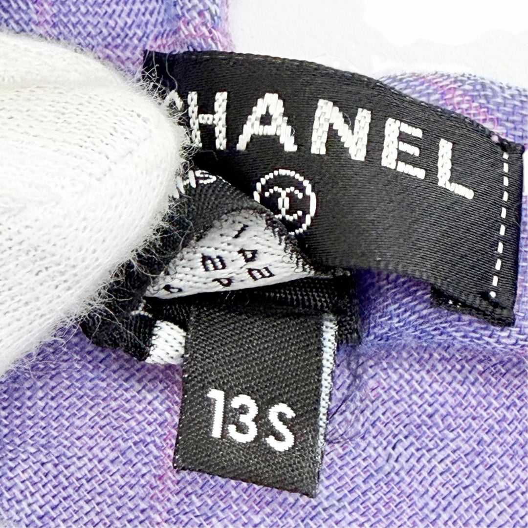 Very Good CHANEL Stall COCO Mark Matelassé Fringe Large Stole Shawl cashmere13S