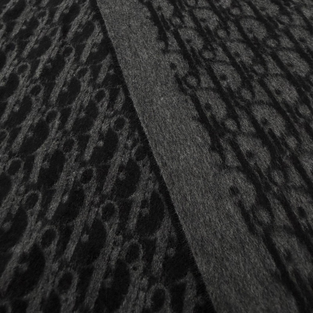 Excellent DIOR Scarf Oblique fringed large stole black silk mens 93E0013A0168