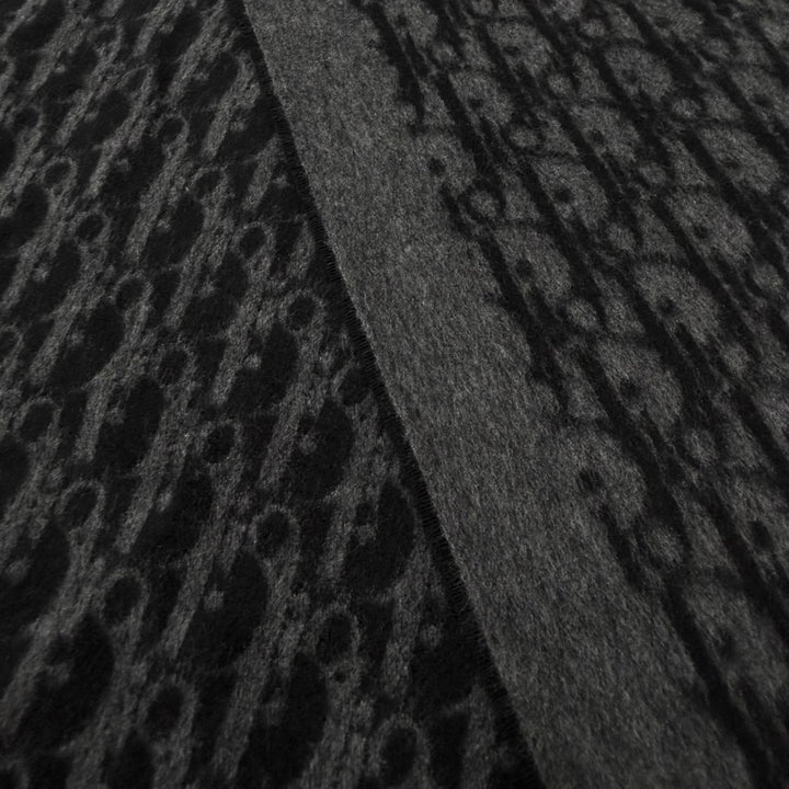 Excellent DIOR Scarf Oblique fringed large stole black silk mens 93E0013A0168