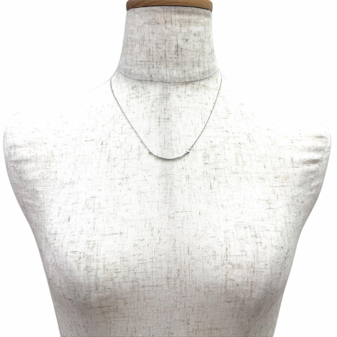 Great TIFFANY&Co. Necklace T smile small White gold AU750 Women