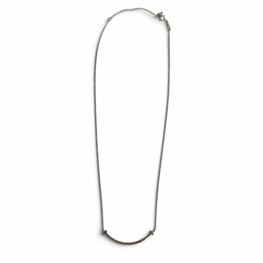 Great TIFFANY&Co. Necklace T smile small White gold AU750 Women