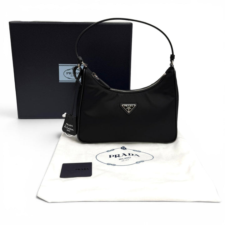 Excellent PRADA Handbag Re-Edition 2005 Re-Nylon Triangle Logo black 1N204X