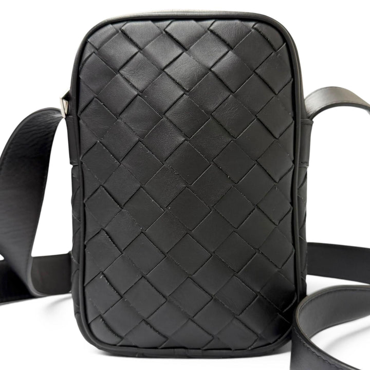 Great BOTTEGAVENETA Shoulder Bag INTRECCIATO Phone Pouch black leather