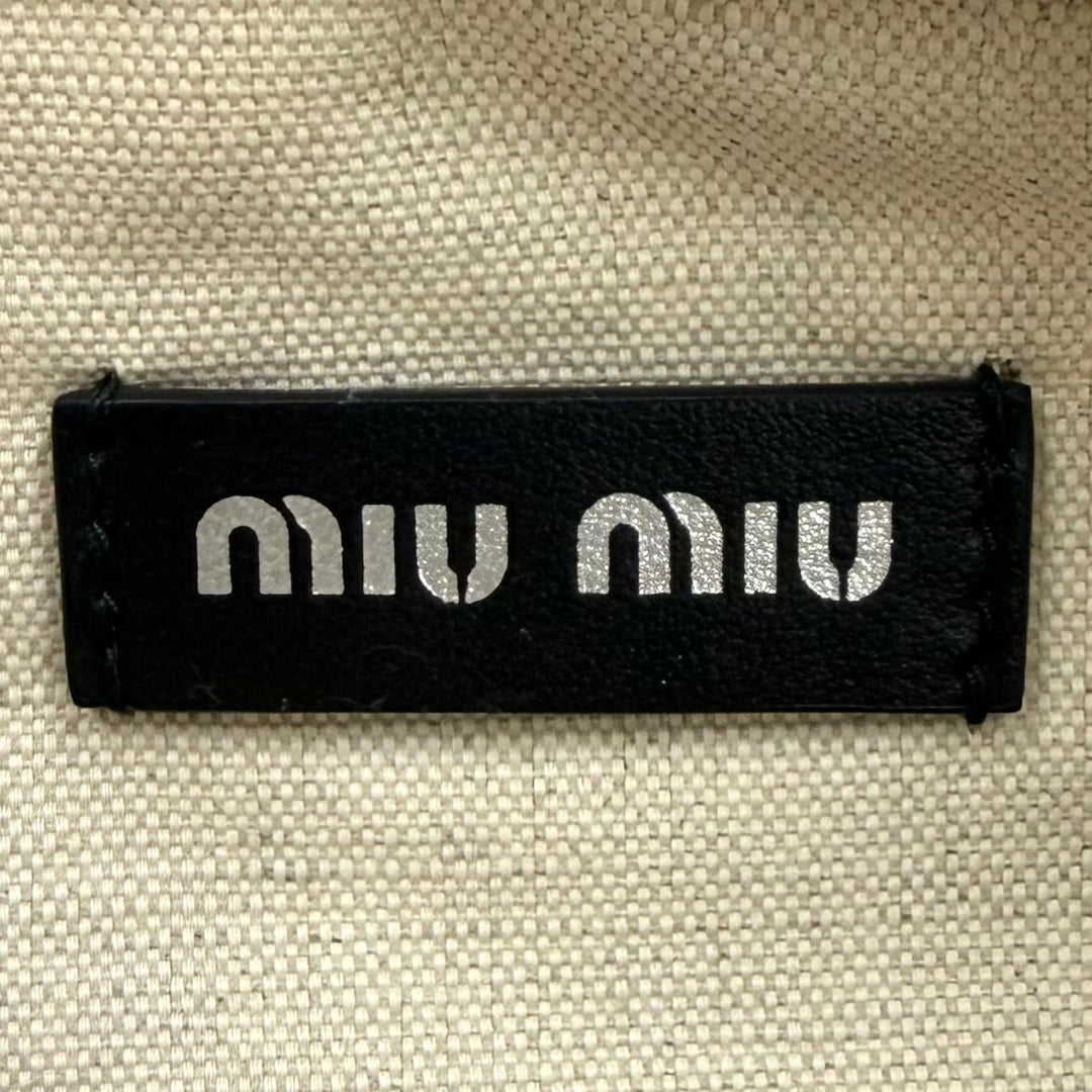 Excellent MIUMIU Tote Bag IVY Pouch included, logo design, raffia mesh 5BG231