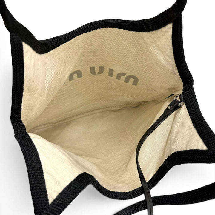 Excellent MIUMIU Tote Bag IVY Pouch included, logo design, raffia mesh 5BG231