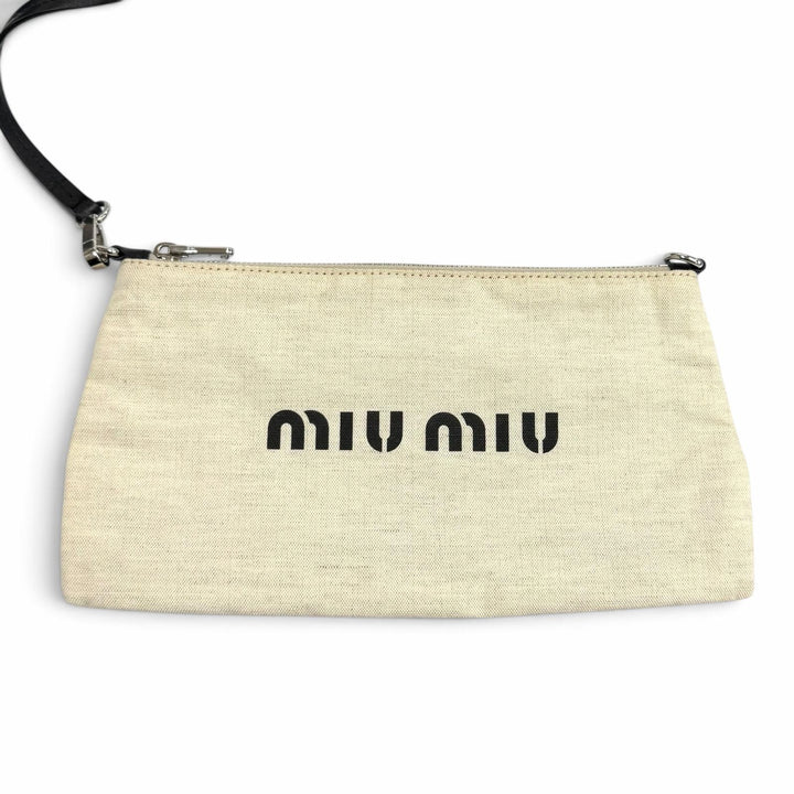 Excellent MIUMIU Tote Bag IVY Pouch included, logo design, raffia mesh 5BG231