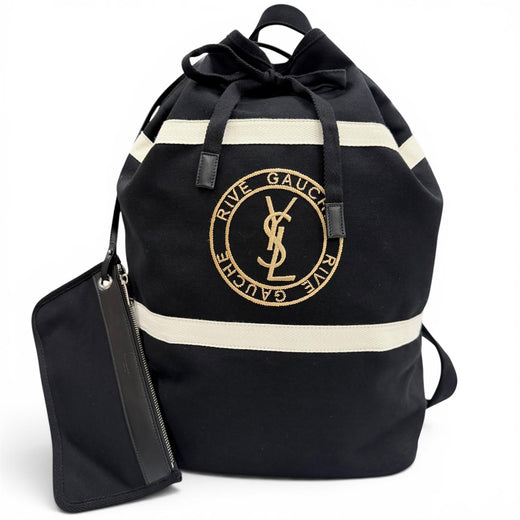 Excellent SAINT LAURENT PARIS Shoulder Bag black canvas mens 734682