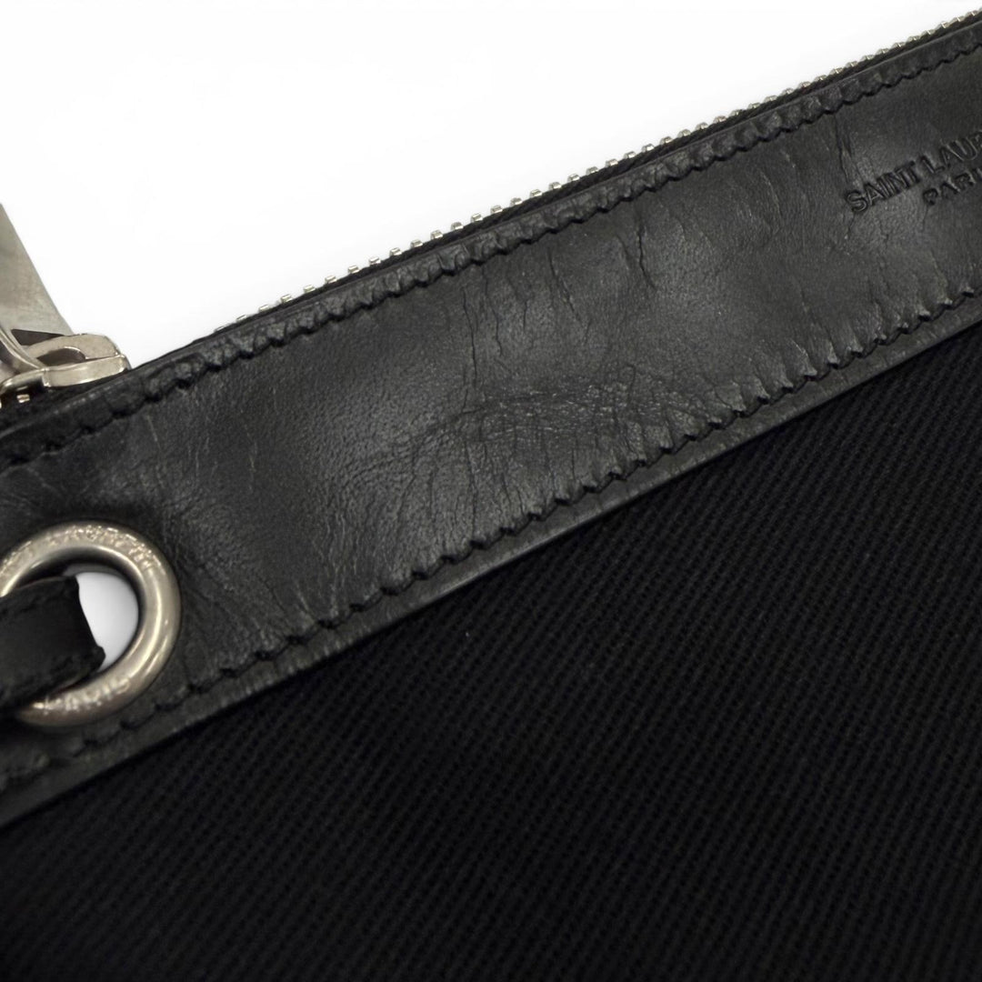 Excellent SAINT LAURENT PARIS Shoulder Bag black canvas mens 734682