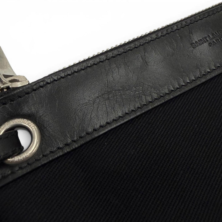 Excellent SAINT LAURENT PARIS Shoulder Bag black canvas mens 734682