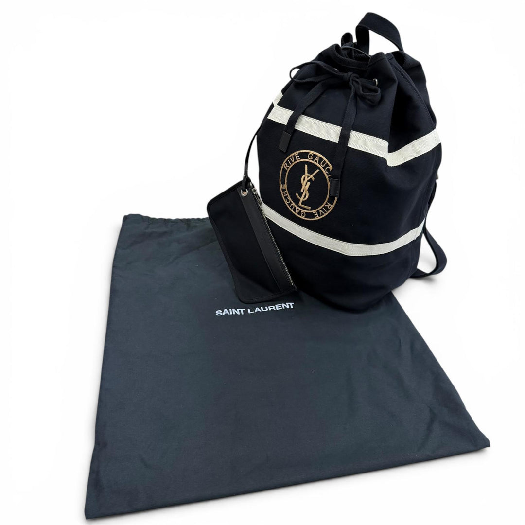 Excellent SAINT LAURENT PARIS Shoulder Bag black canvas mens 734682