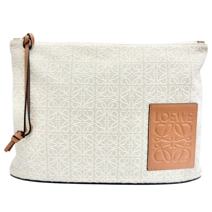 Great LOEWE Clutch bag OBLONG POUCH Anagram logo leather patch C821C63X05