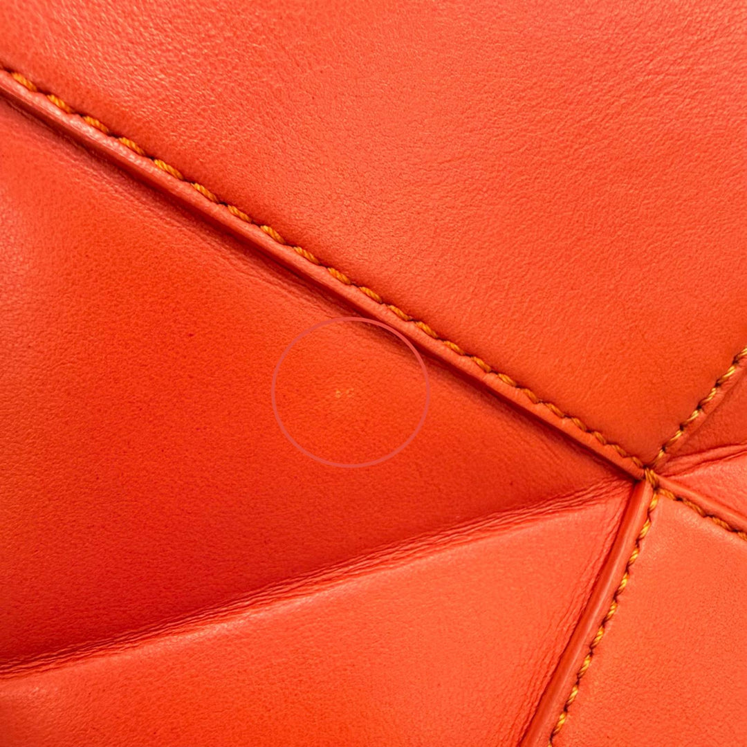 Very Good LOEWE Handbag Puzzle Fold Tote Mini 2WAYShoulder Bag Red Shiny