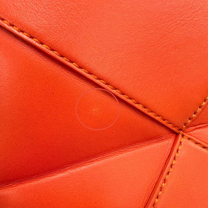 Very Good LOEWE Handbag Puzzle Fold Tote Mini 2WAYShoulder Bag Red Shiny