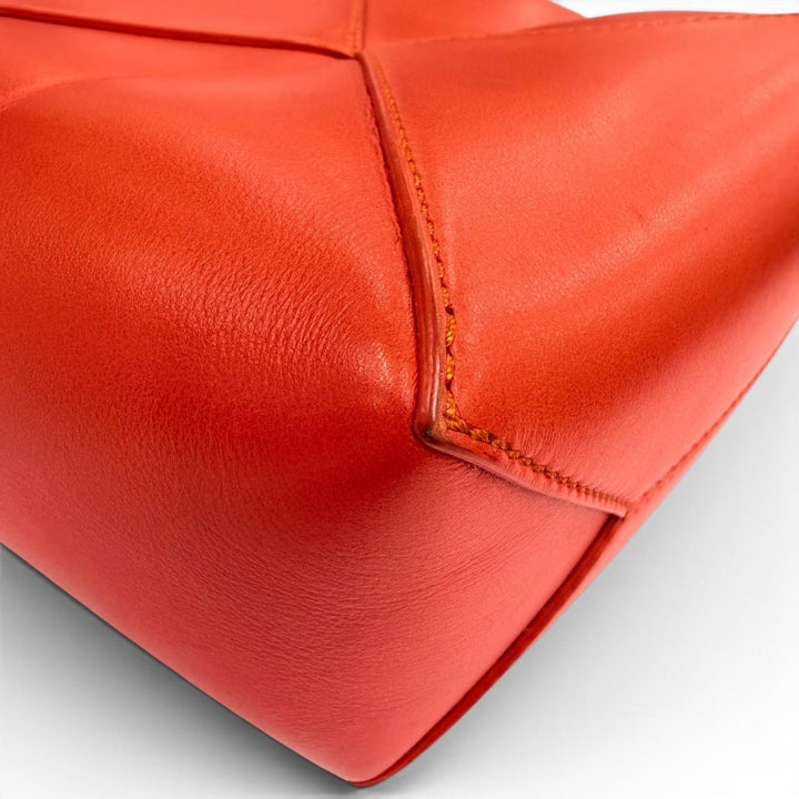 Very Good LOEWE Handbag Puzzle Fold Tote Mini 2WAYShoulder Bag Red Shiny