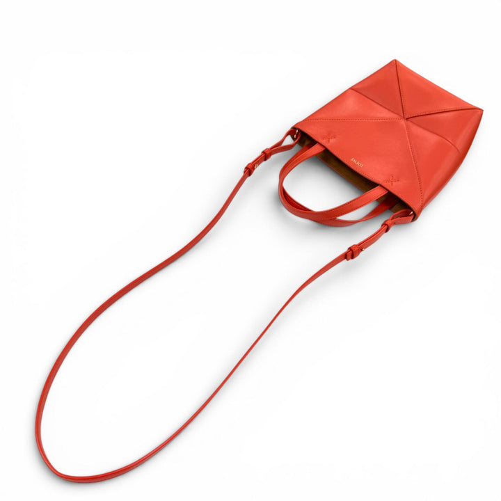 Very Good LOEWE Handbag Puzzle Fold Tote Mini 2WAYShoulder Bag Red Shiny