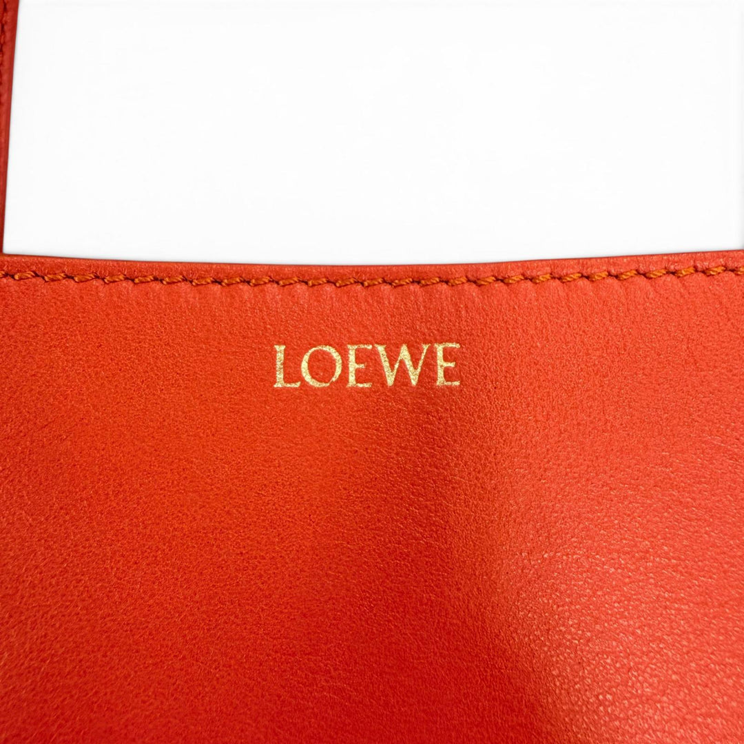 Very Good LOEWE Handbag Puzzle Fold Tote Mini 2WAYShoulder Bag Red Shiny