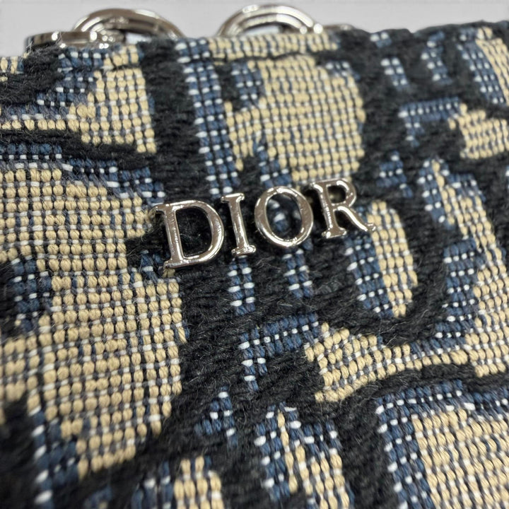 Pristine DIOR Shoulder Bag Oblique zip pouch Navy canvas mens 20BBC119YSE
