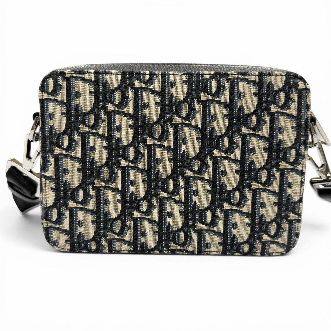 Pristine DIOR Shoulder Bag Oblique zip pouch Navy canvas mens 20BBC119YSE
