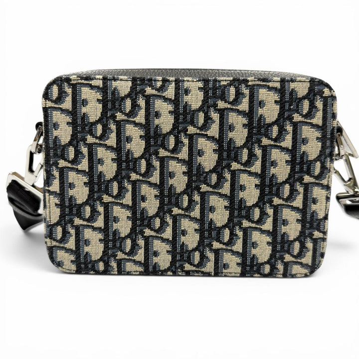 Pristine DIOR Shoulder Bag Oblique zip pouch Navy canvas mens 20BBC119YSE