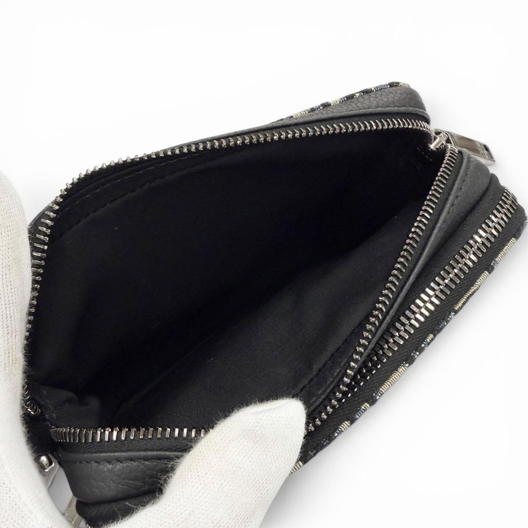 Pristine DIOR Shoulder Bag Oblique zip pouch Navy canvas mens 20BBC119YSE