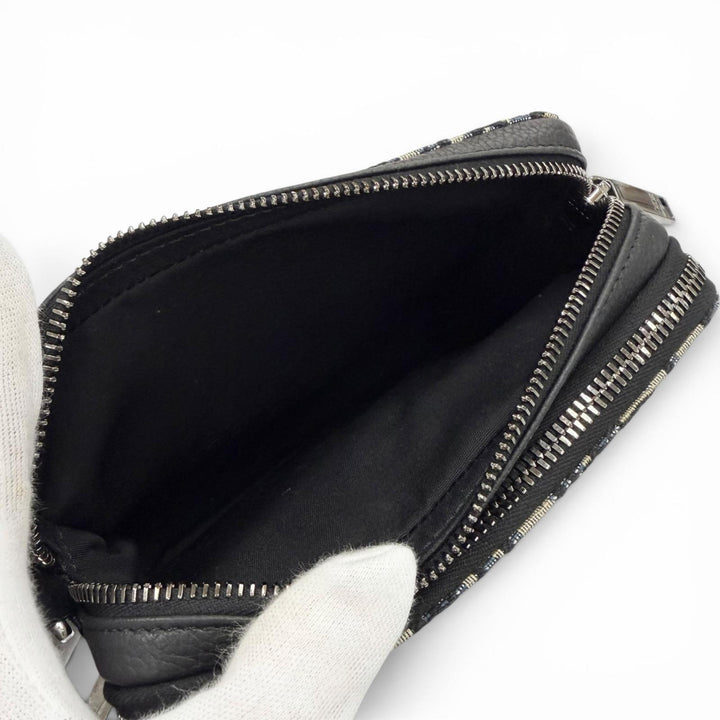 Pristine DIOR Shoulder Bag Oblique zip pouch Navy canvas mens 20BBC119YSE