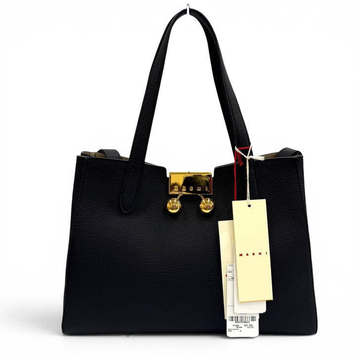 Excellent MARNI Tote Bag Marni Trancaro black leather Women BMMP0150U0P8185