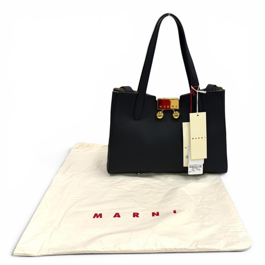 Excellent MARNI Tote Bag Marni Trancaro black leather Women BMMP0150U0P8185