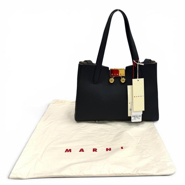 Excellent MARNI Tote Bag Marni Trancaro black leather Women BMMP0150U0P8185