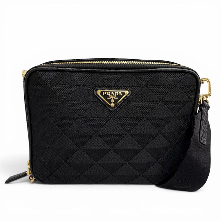 Excellent PRADA Shoulder Bag Brick Triangle logo, triangle jacquard black 2VH069