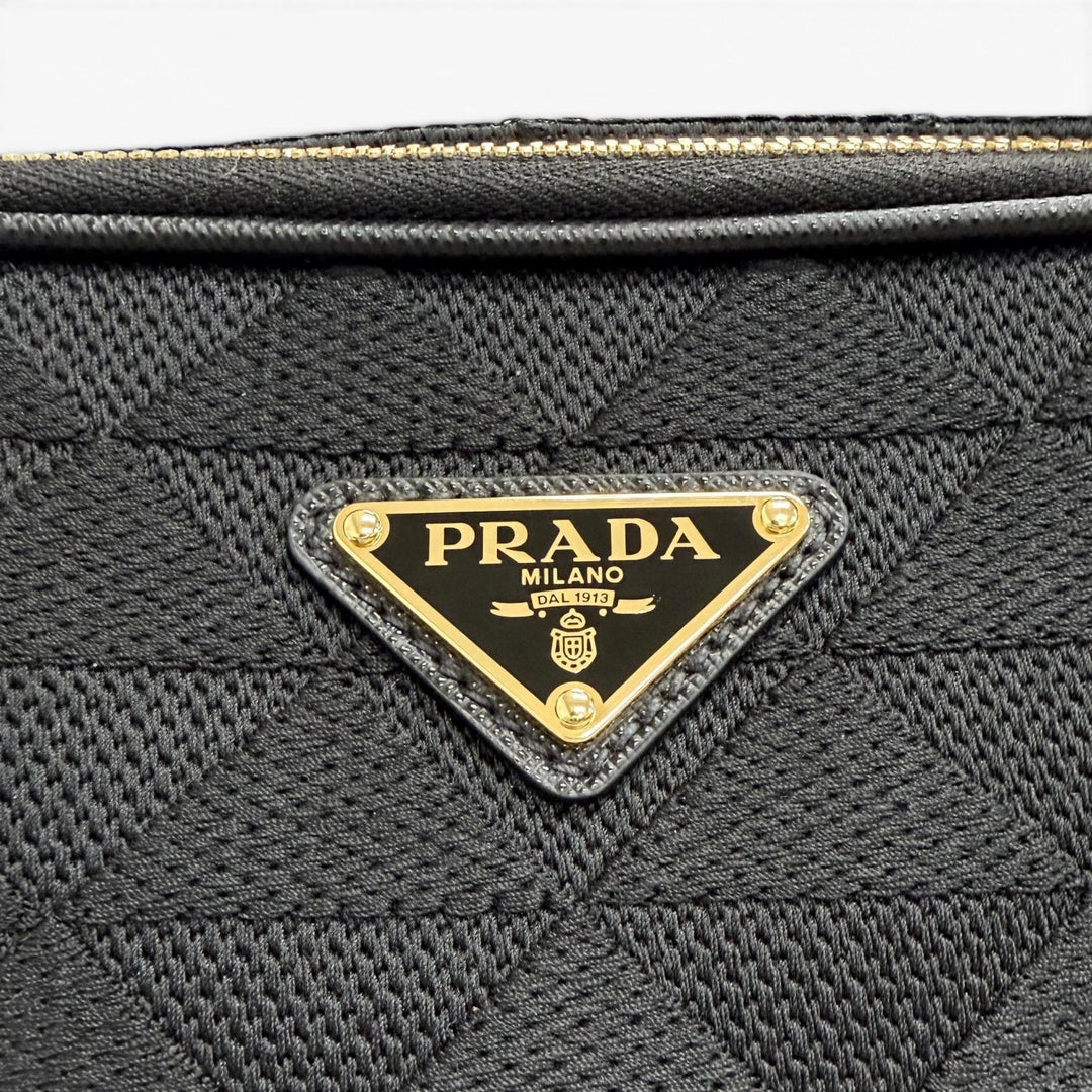 Excellent PRADA Shoulder Bag Brick Triangle logo, triangle jacquard black 2VH069