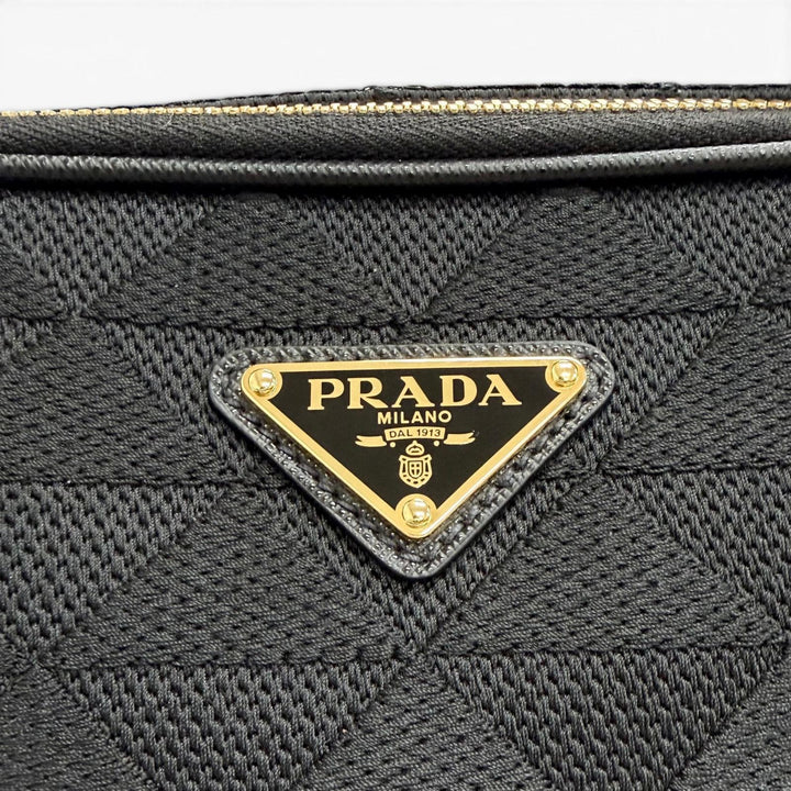 Excellent PRADA Shoulder Bag Brick Triangle logo, triangle jacquard black 2VH069