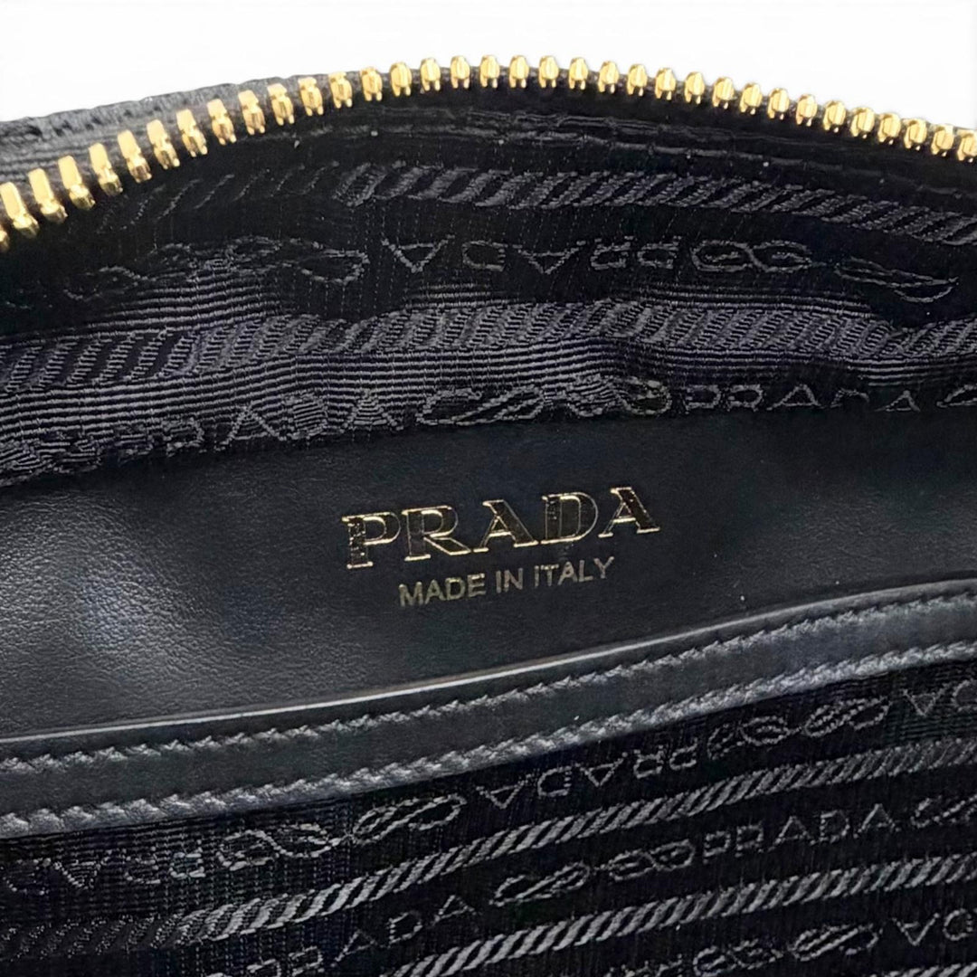 Excellent PRADA Shoulder Bag Brick Triangle logo, triangle jacquard black 2VH069