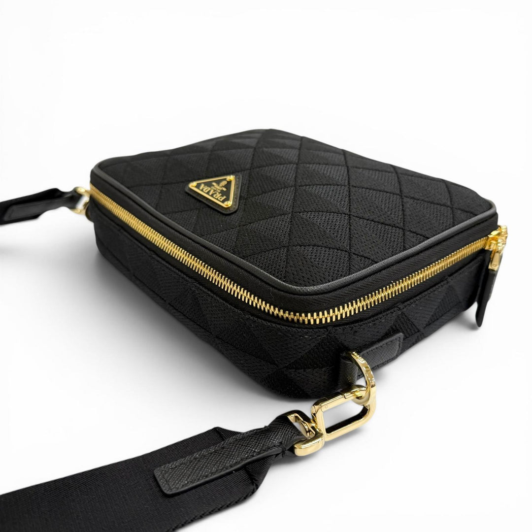 Excellent PRADA Shoulder Bag Brick Triangle logo, triangle jacquard black 2VH069