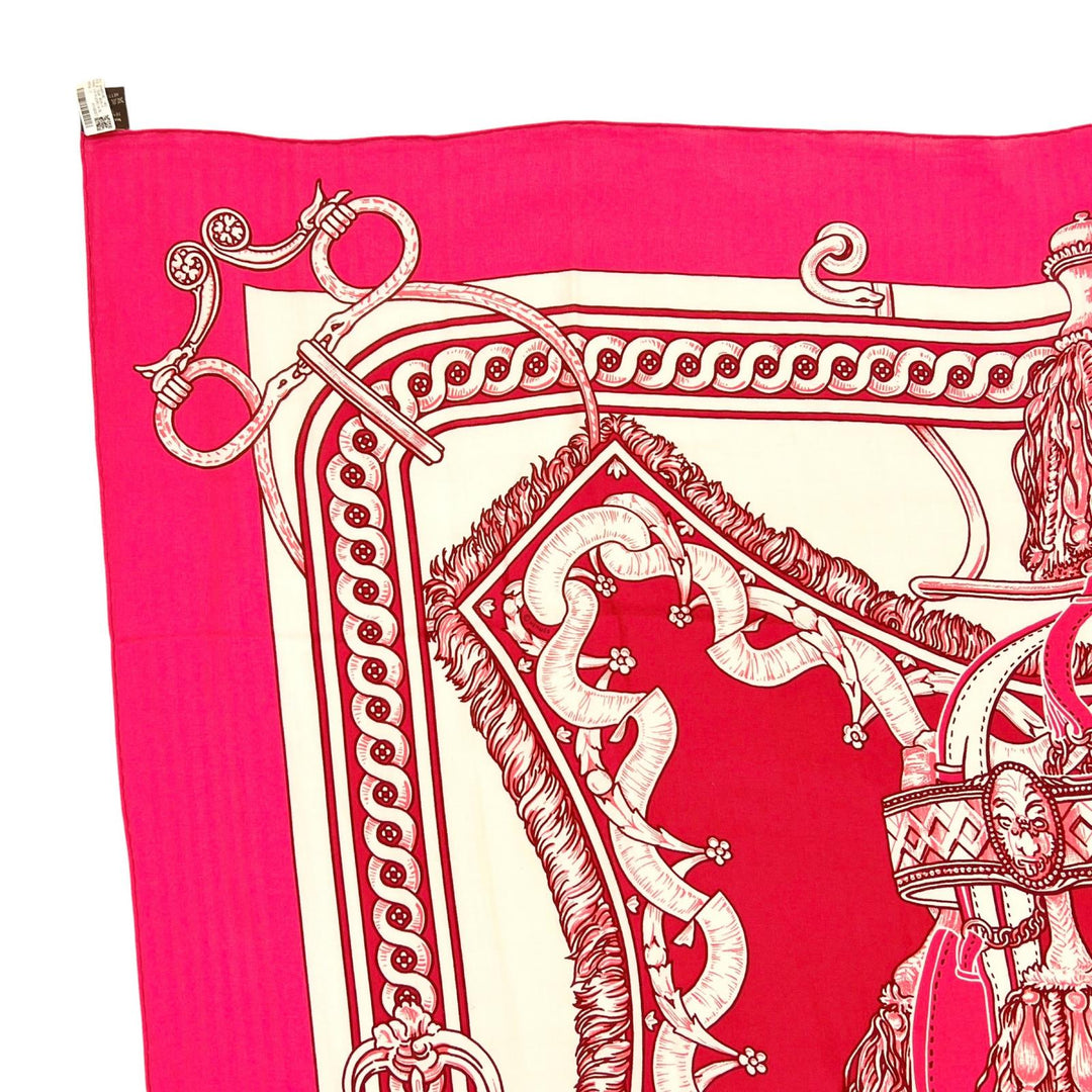 Pristine HERMES scarf BRIDE DE COUR Caregean pink cashmere Women 243579S