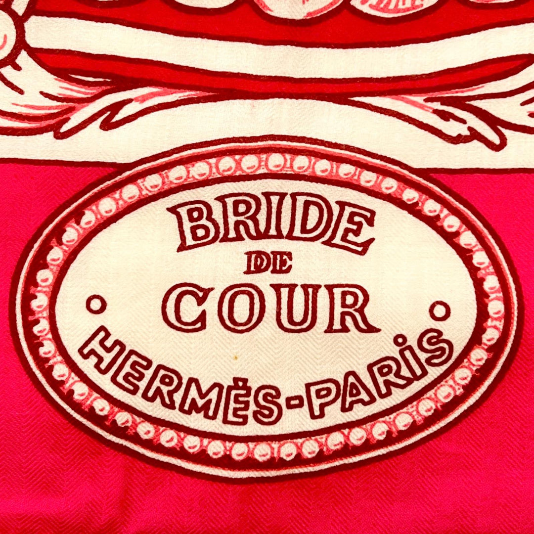 Pristine HERMES scarf BRIDE DE COUR Caregean pink cashmere Women 243579S