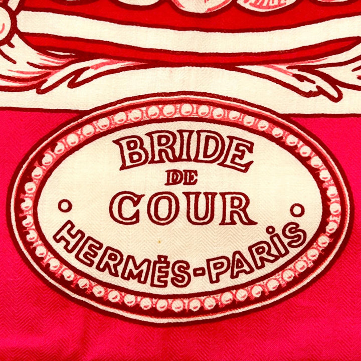 Pristine HERMES scarf BRIDE DE COUR Caregean pink cashmere Women 243579S