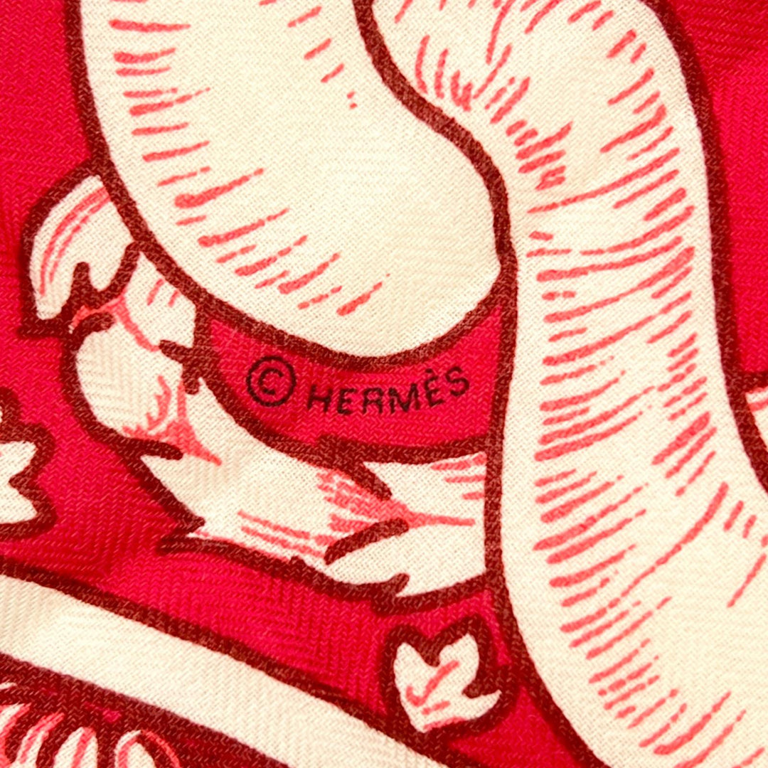 Pristine HERMES scarf BRIDE DE COUR Caregean pink cashmere Women 243579S