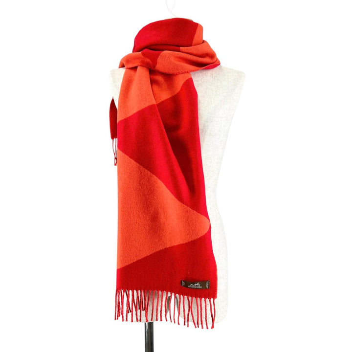 Pristine HERMES Scarf Kazak Zigzag with Fringe Red cashmere Women