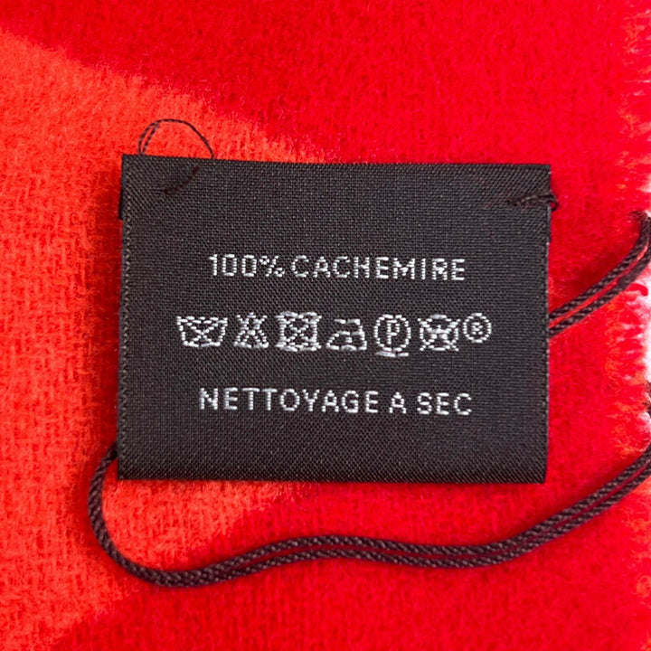 Pristine HERMES Scarf Kazak Zigzag with Fringe Red cashmere Women