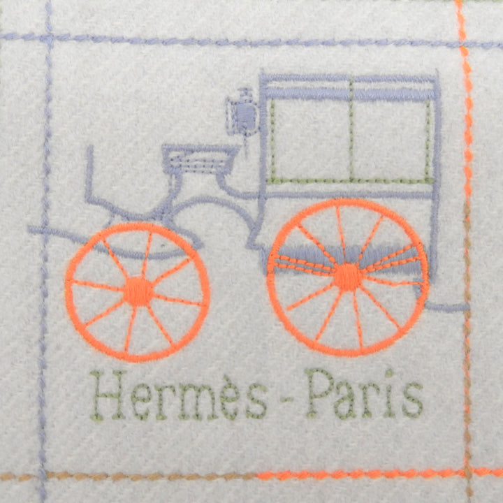 Excellent HERMES Scarf Cran Brode Berlin Light gray cashmere mens