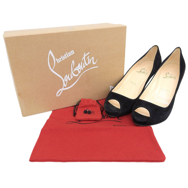 Excellent Christian Louboutin Open-toe pumps black Suede leather Women 37.5