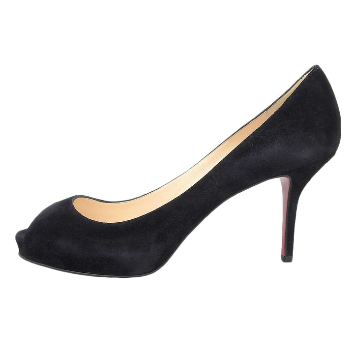 Excellent Christian Louboutin Open-toe pumps black Suede leather Women 37.5