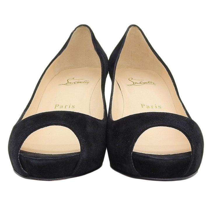 Excellent Christian Louboutin Open-toe pumps black Suede leather Women 37.5