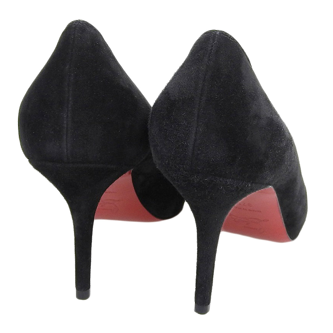 Excellent Christian Louboutin Open-toe pumps black Suede leather Women 37.5