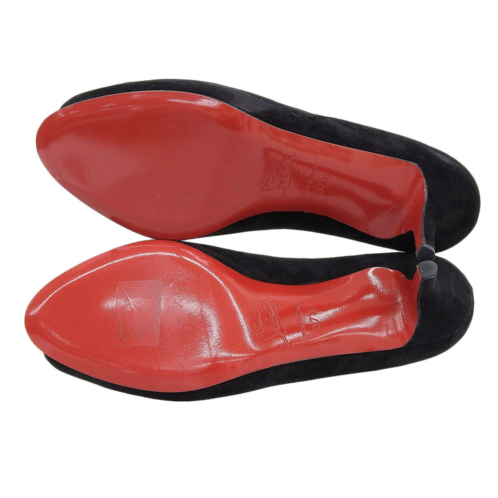 Excellent Christian Louboutin Open-toe pumps black Suede leather Women 37.5