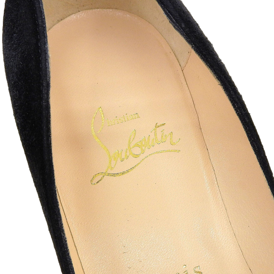Excellent Christian Louboutin Open-toe pumps black Suede leather Women 37.5